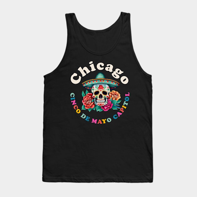 Chicago Cinco de Mayo 2023 Sugar Skull Illinois Tank Top by PodDesignShop